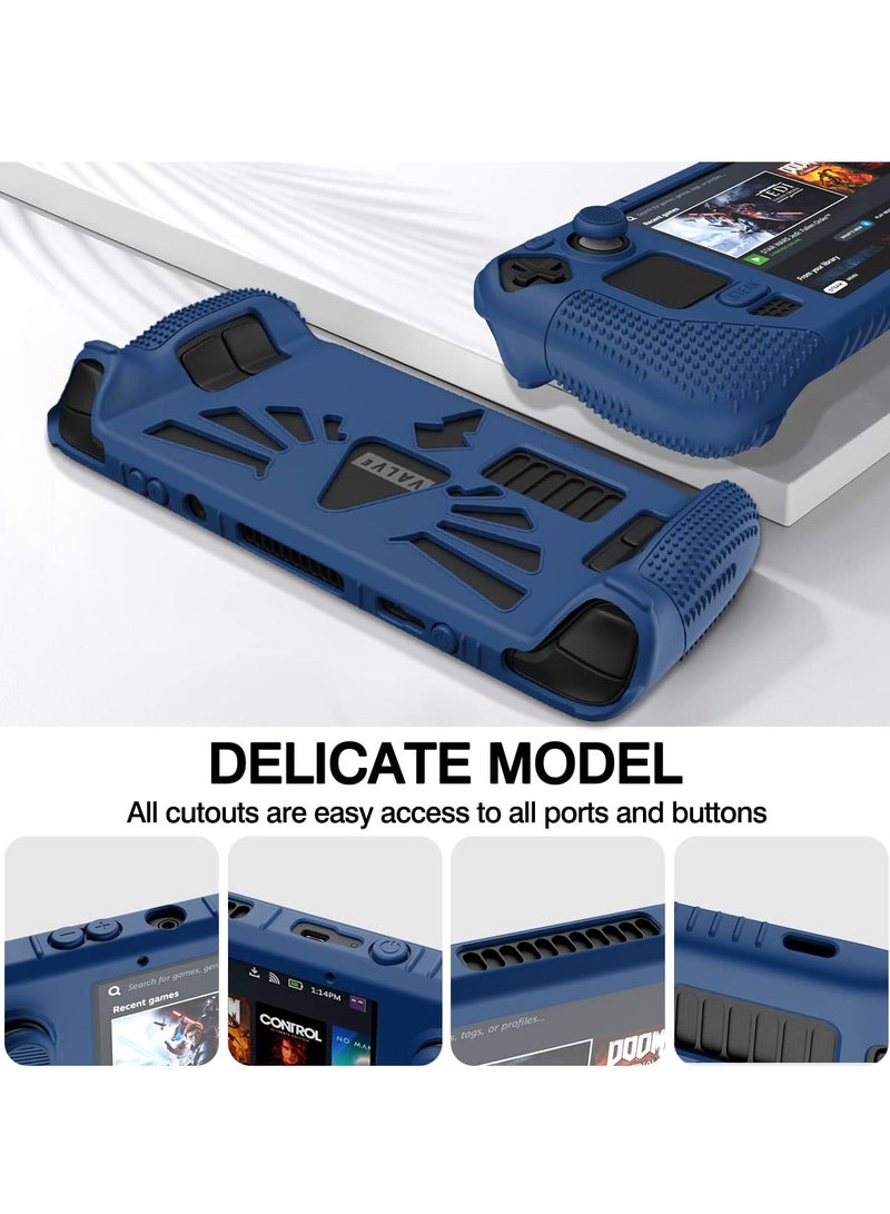 SYOSI Steam Deck Standing Protective Case, Thickening Silicone Accessories Protector, Soft Cover Skin Shell with 2 Pairs Thumb Grips, Full Protection Kit to Anti-Slip for Valve Stream Deck (Blue) - Image 5