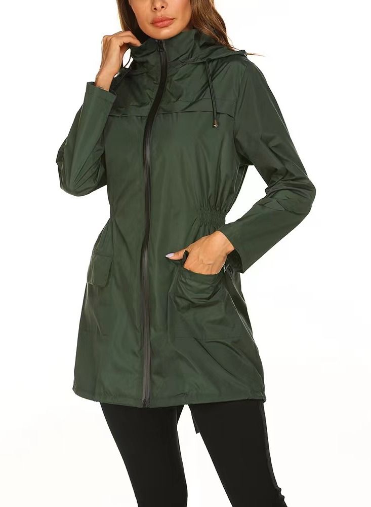 Loquat Autumn Winter Women's Hooded Windbreaker Casual Long Coat 