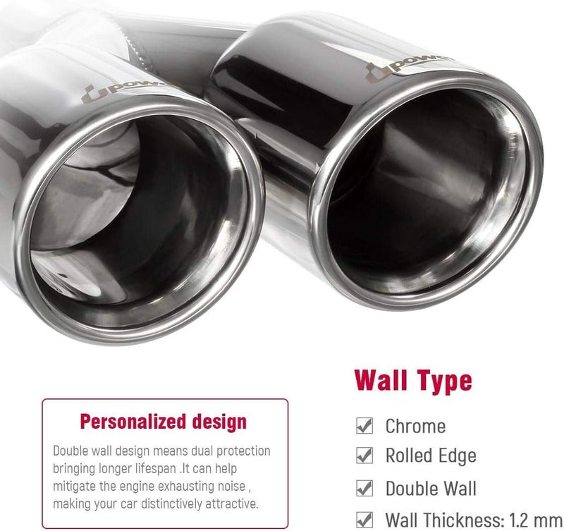 Upower Dual Exhaust Tips - 2.25" Inlet, 3" Outlet - Image 5