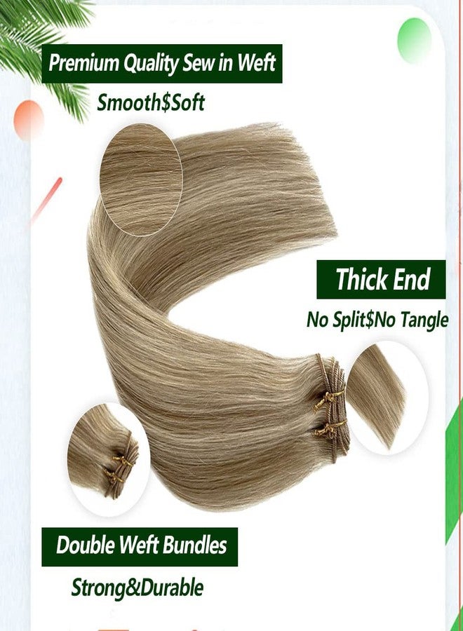 Valiilo Sew in Weft Hair Extensions Bayalage Colored Beige Blonde With Platinum Blonde Highlights - Human Hair Bundles Double Weft Silky Straight Remy Hair Full Head 20inch 100g - Image 5