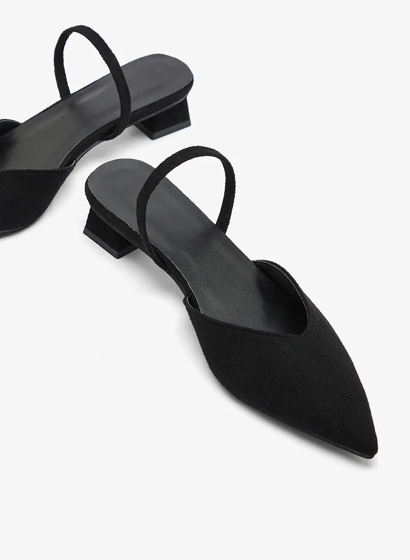 Ginger Black Classic Block Heel Sling Back Pumps for Women | Best Price UAE