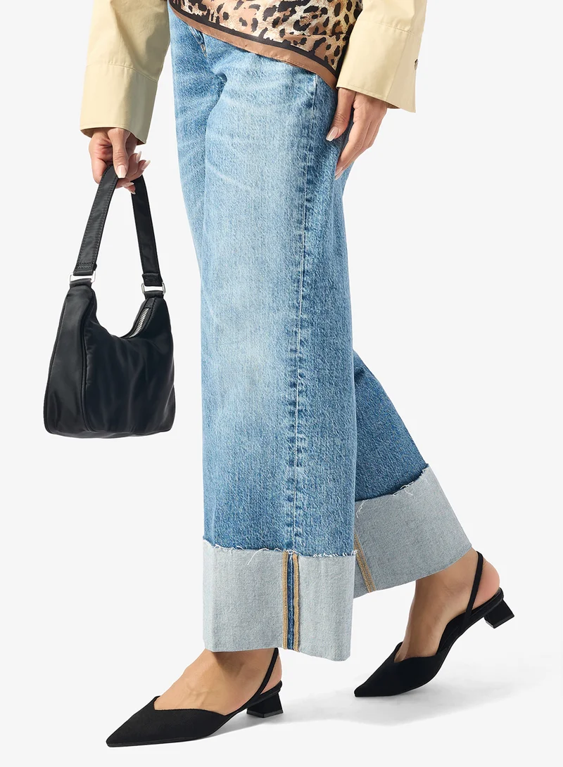 Ginger Black Classic Block Heel Sling Back Pumps for Women | Best Price UAE