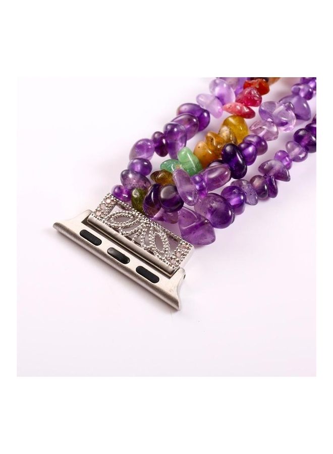 NIBEMINENT Natural Stone Watchband For Apple Watch 5 & 4 40mm/3 2 1 38mm Amethyst  - Image 3