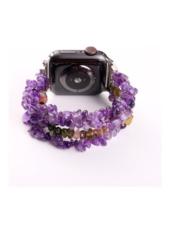 NIBEMINENT Natural Stone Watchband For Apple Watch 5 & 4 40mm/3 2 1 38mm Amethyst  - Image 5