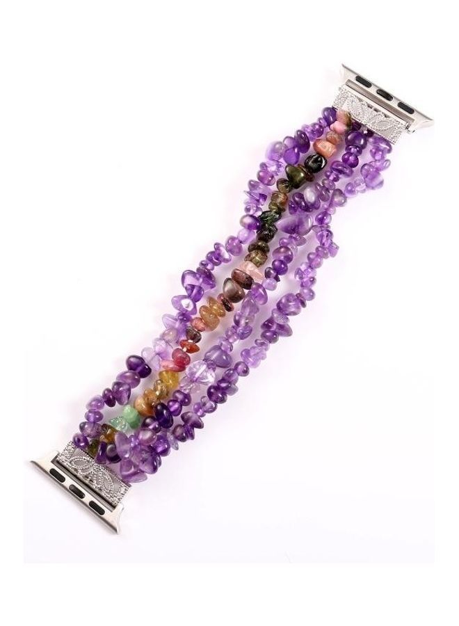 NIBEMINENT Natural Stone Watchband For Apple Watch 5 & 4 40mm/3 2 1 38mm Amethyst  - Image 2