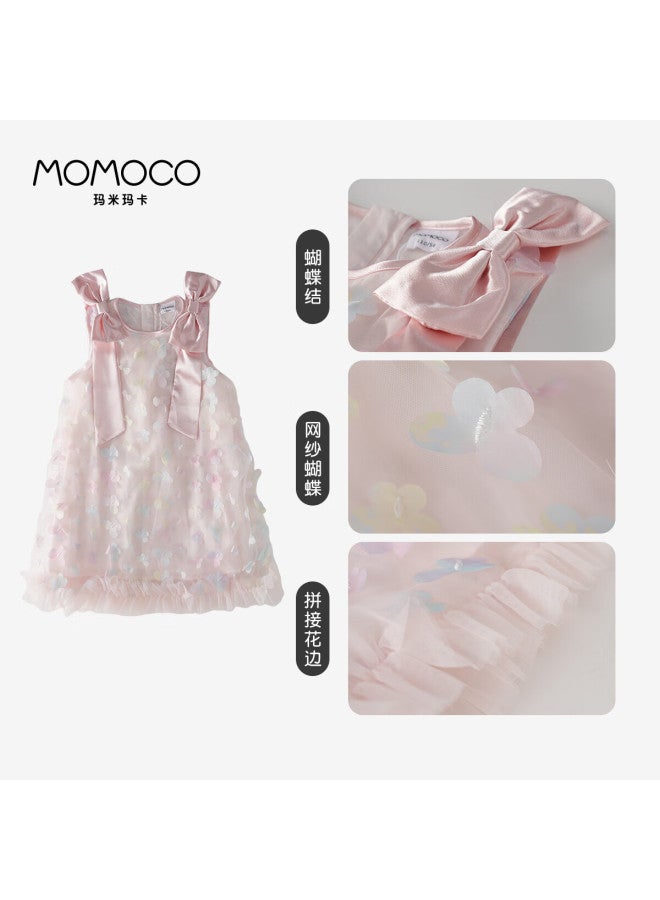 momoco Mami Maka Momoco Girls' Summer Dress, Children's Fashionable Summer 3d Sweet Dress, Pink, 140 - Image 2