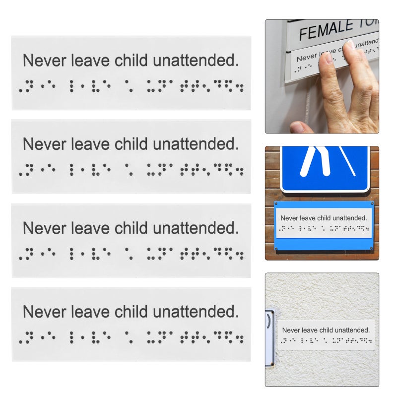 4Pcs Braille Attention Sign Braille Label Sign Braille Sign Board Outdoor Braille Sign - Image 1