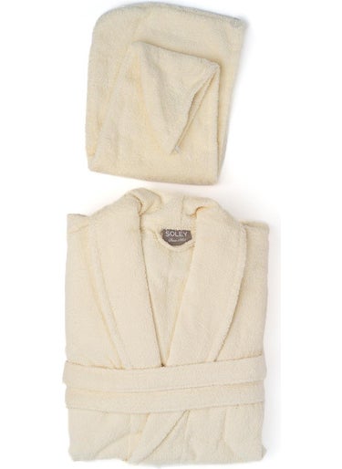 Soley | Maida | Extra Soft 100% Cotton Hair Cap & Women's Bathrobe Set 
