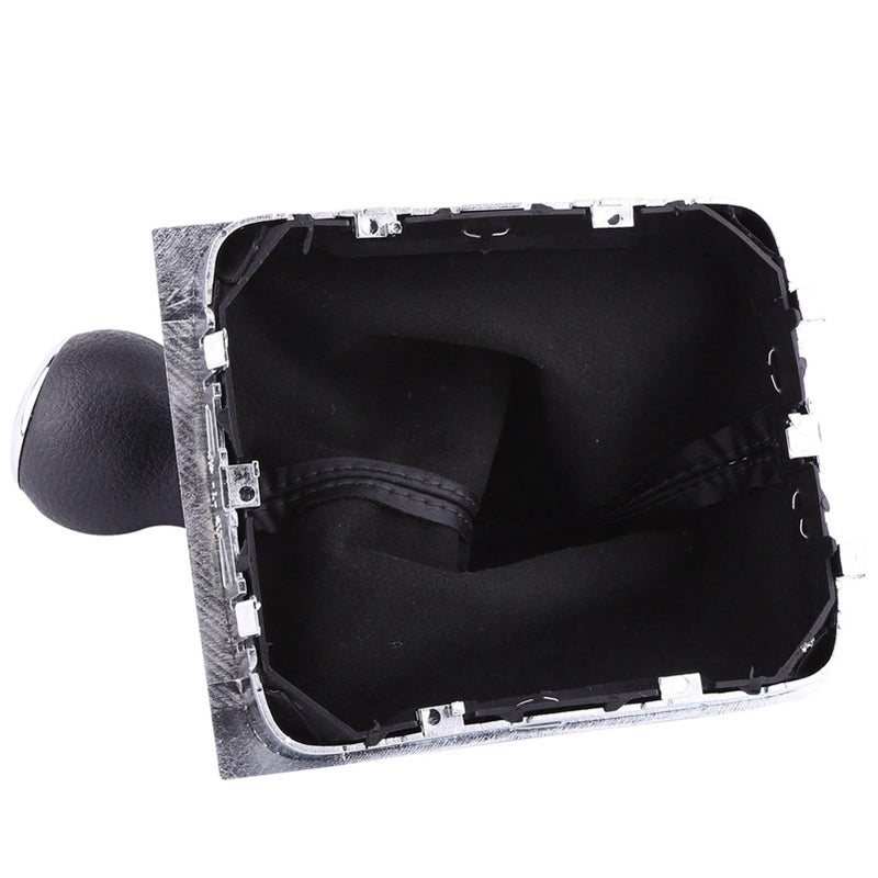 Black Leather 6 Speed Manual Gear Shift Knob With Gaiter Boot For Passat B6 2005 To 2012 - Image 3