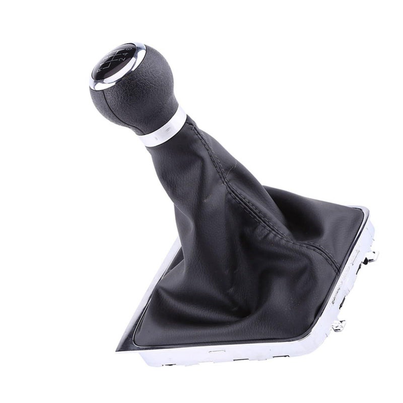 Black Leather 6 Speed Manual Gear Shift Knob With Gaiter Boot For Passat B6 2005 To 2012 - Image 5