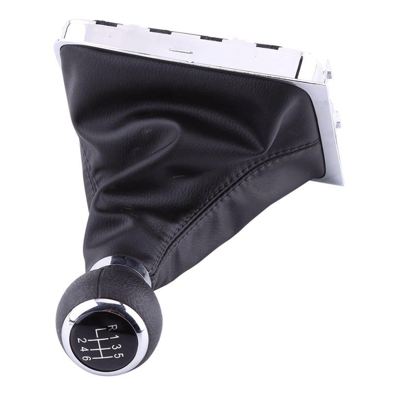 Black Leather 6 Speed Manual Gear Shift Knob With Gaiter Boot For Passat B6 2005 To 2012 - Image 4