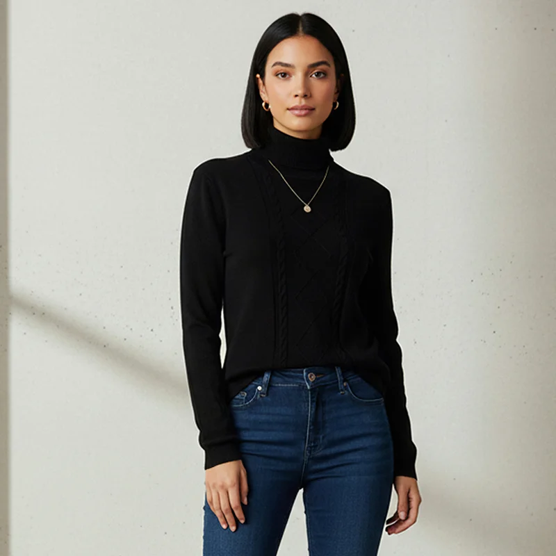 2Xtremz 2Xtremz Textured High Neck Tricot Sweater