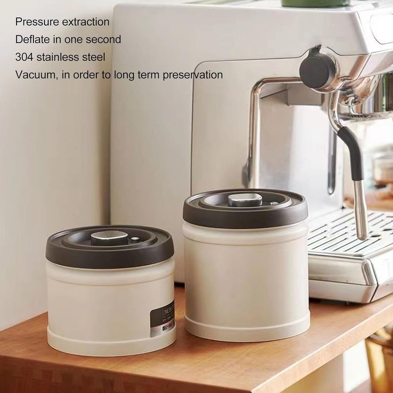 YUEHISY Coffee Canister, Vacuum Sealed Coffee Container, Steel Airtight Kitchen Food Storage Container for Grounds Coffee, Beans, Tea, Flour, Cereal, Sugar (750ML Stainless Steel Color) (1100ML Stainless - Image 2