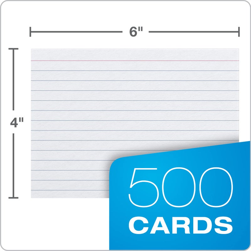 Oxford Index Cards, 500 Pack, 4x6 Index Cards, Ruled on Front, Blank on Back, White, 5 Packs of 100 Shrink Wrapped Cards (40178) - Image 3