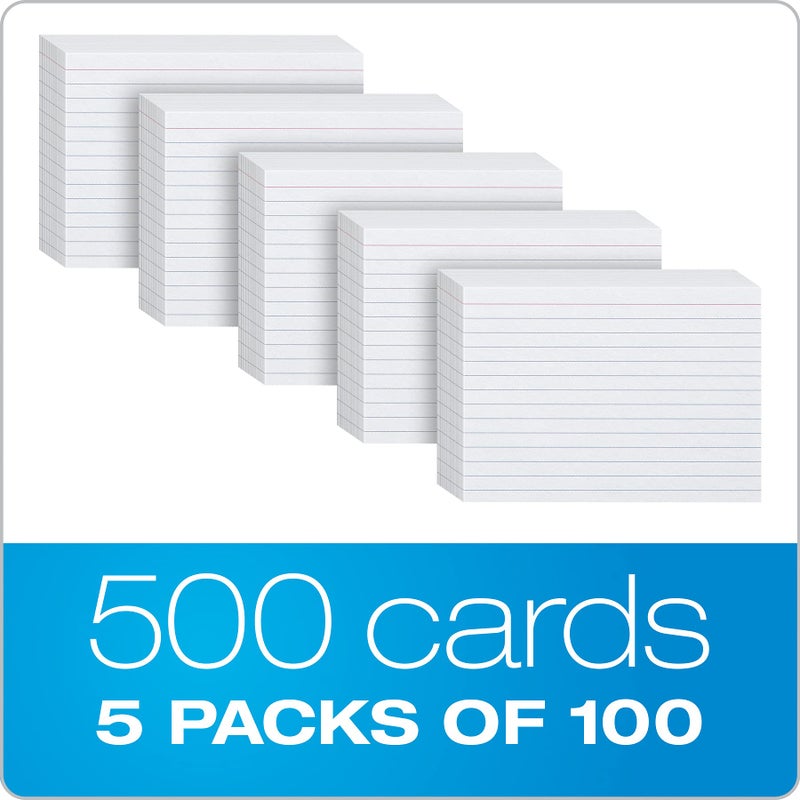 Oxford Index Cards, 500 Pack, 4x6 Index Cards, Ruled on Front, Blank on Back, White, 5 Packs of 100 Shrink Wrapped Cards (40178) - Image 4