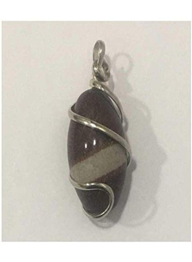 SoilMade Narmadeshwer Shaligram Pendant Royal and Rare, Oval Shape, Metal and Stone Made, Size Aprox 2.5cm and 20g, Pack of 1 Pendant with Black Thread in Box