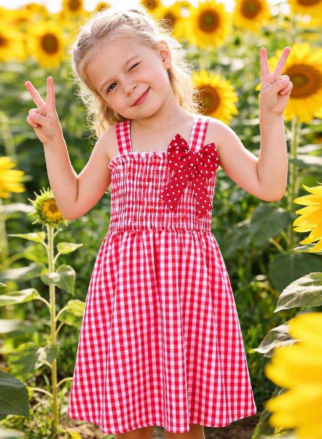 YALLET 3T 4T Baby Dress Sleeveless Elastic Smocked Toddler Girl Dresses Sweet Print Toddler Summer Dress with Cute Bag for Valentine's Day Easter Birthday Casual Beach Party Wedding Play(Red,3-4T) - Image 3