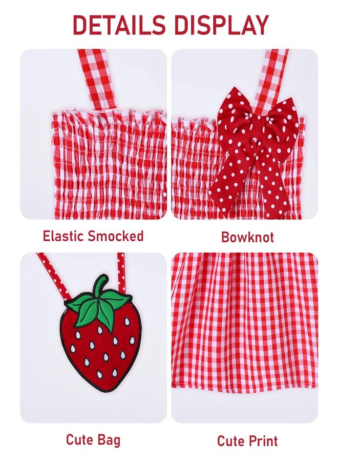 YALLET 3T 4T Baby Dress Sleeveless Elastic Smocked Toddler Girl Dresses Sweet Print Toddler Summer Dress with Cute Bag for Valentine's Day Easter Birthday Casual Beach Party Wedding Play(Red,3-4T) - Image 5