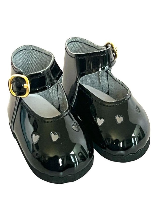 MBD Black Heart Mary Janes Fits 18 Inch Kennedy and Friends Girl Dolls- 18 Inch Doll Shoes - Image 1