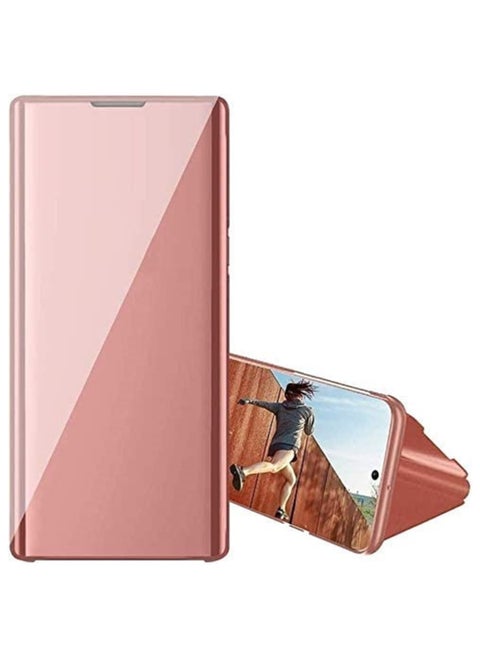 For Samsung Galaxy S20 Ultra Clear View Flip Case , Without Sensor , Stand Watching Position , Mirror Full Protection Cover Compatible With Samsung Galaxy S20 Ultra (6.9") (Rose)