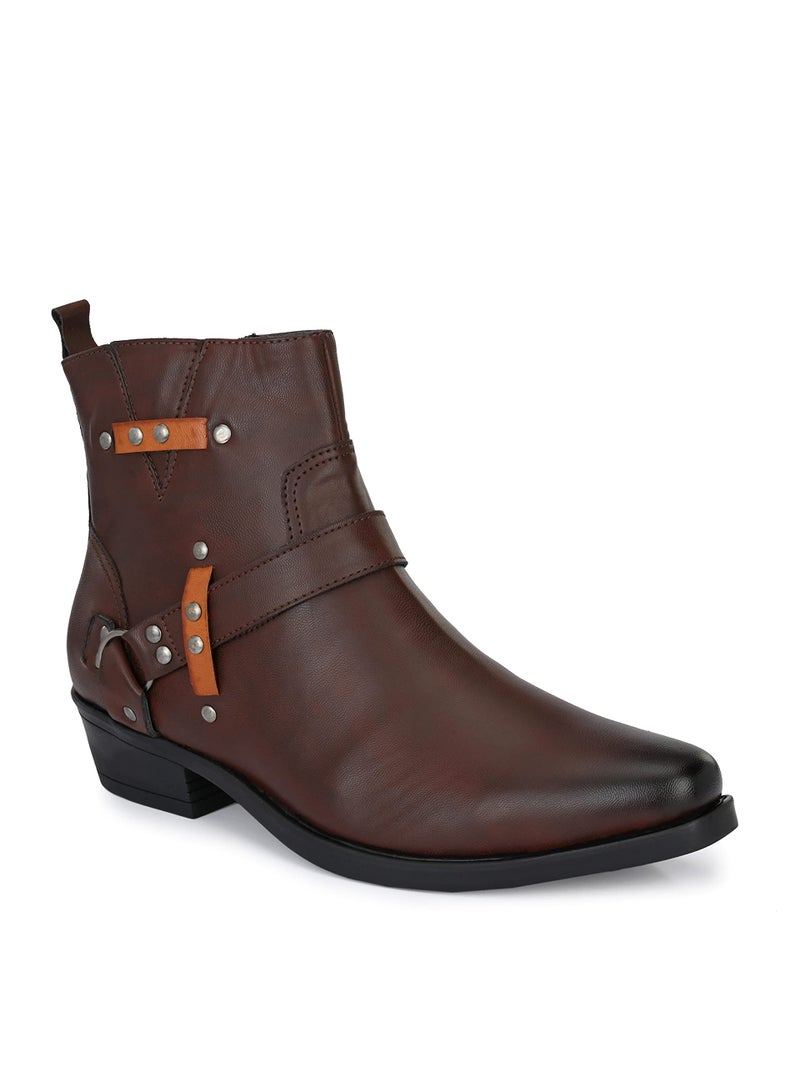 San Frissco Men's Boots Casual Top Ankle Studded High Heel Chelsea Shoes without Lace| Soft Cushioned Footbed with TPR sole| Classic, Durable, Comfortable for Outdoor & Party - Image 4