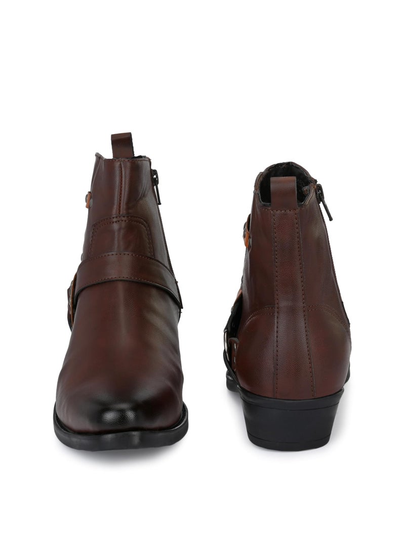 San Frissco Men's Boots Casual Top Ankle Studded High Heel Chelsea Shoes without Lace| Soft Cushioned Footbed with TPR sole| Classic, Durable, Comfortable for Outdoor & Party - Image 2