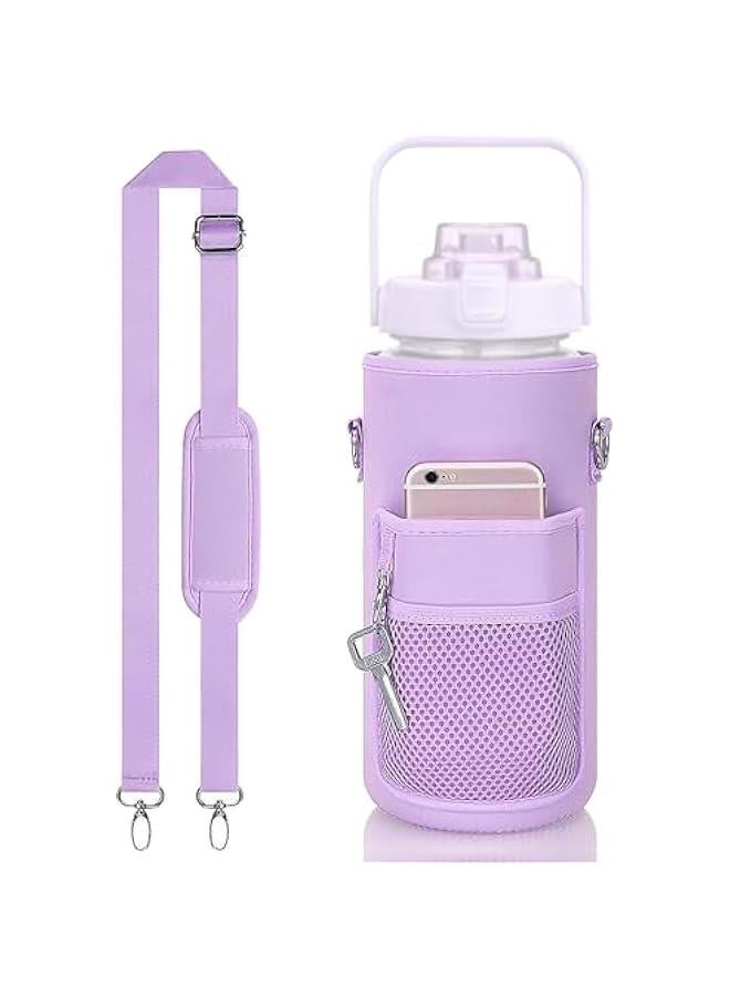 Generic Water Bottle Sleeves for Water Bottle 64oz Adjustable Shoulder Strap 2000ml, Water Bottle Holder with Phone Pocket and Key Chain for Walking Hiking - Image 1