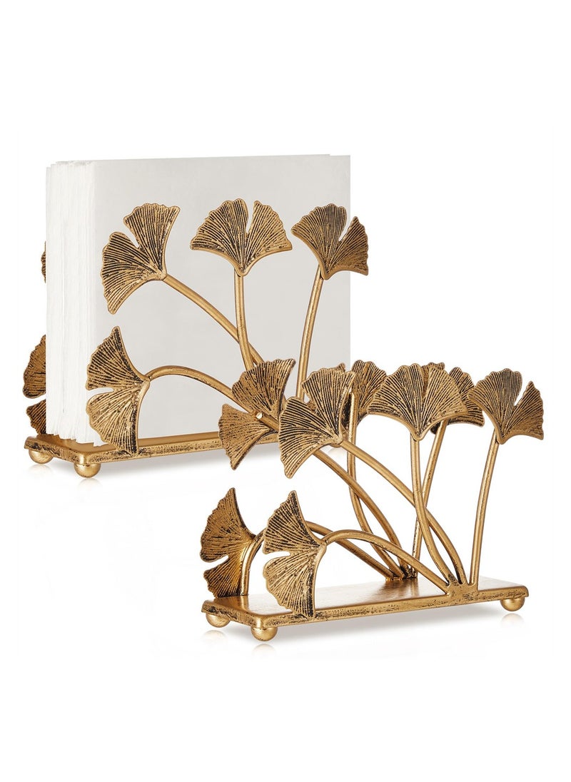 Excefore Metal Napkin Holders, 1 Pcs Modern Napkin Holder with Ginkgo Leaves Design, Heavy Duty Napkin Paper Organizer, Fall Table Decoration Guest Napkin Storage Organizer for Home, Restaurant  - Image 1
