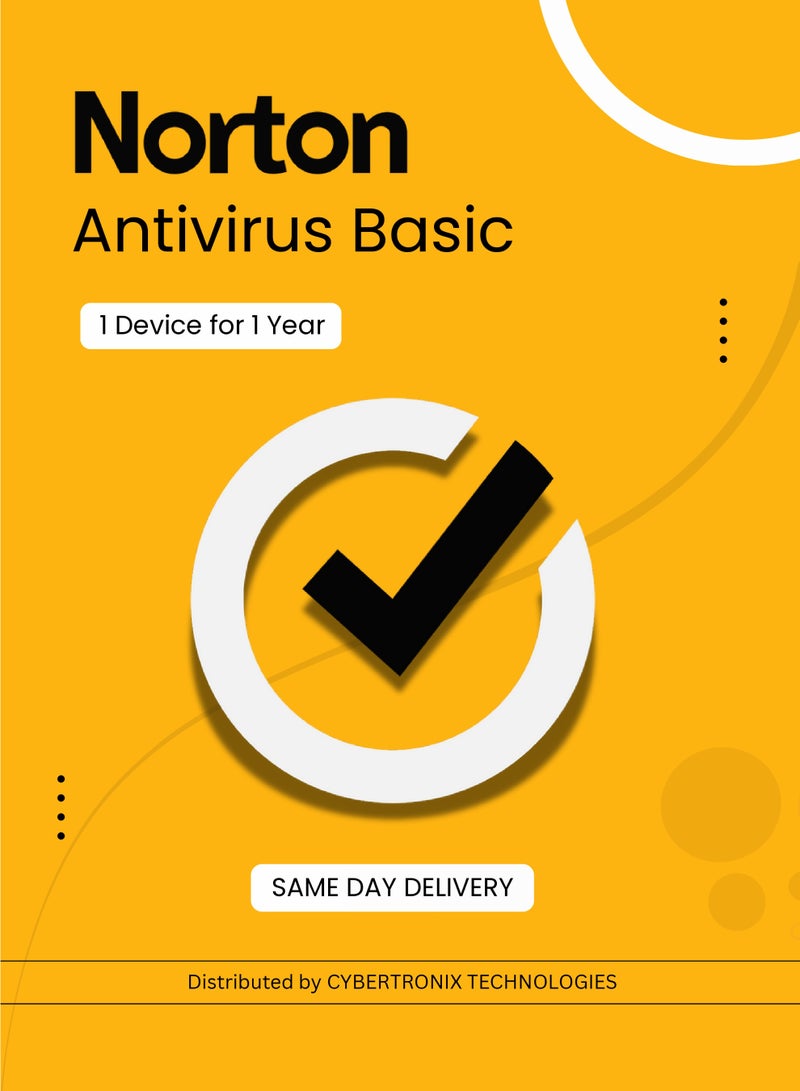 Norton Antivirus Basic | 1 Device for 1 Year | PC / Mac® / Phones / Tablets | 2025 | Digital License | SAME DAY DELIVERY