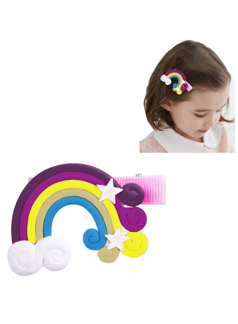 MARGOUN 4 Packs For Hair Clips Cloud Ornaments Colourful Flatback Polymer Rainbow Cloud Clips - Image 2