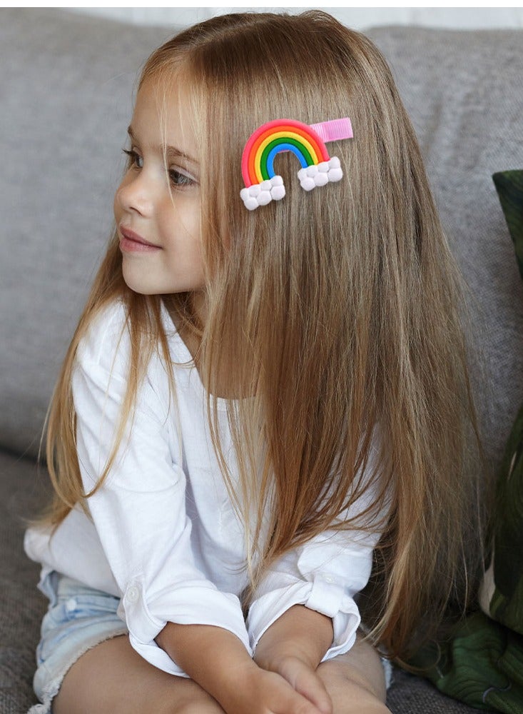 MARGOUN 4 Packs For Hair Clips Cloud Ornaments Colourful Flatback Polymer Rainbow Cloud Clips - Image 4