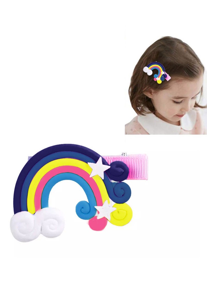 MARGOUN 4 Packs For Hair Clips Cloud Ornaments Colourful Flatback Polymer Rainbow Cloud Clips - Image 3