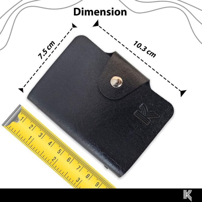 Kraptick 20 Slots Cardholder with Double-Sided Slots, Wallet for Cards, ATM, Debit, Credit Cards Holder, Unisex Wallet with Leather Design (Black) - Image 3