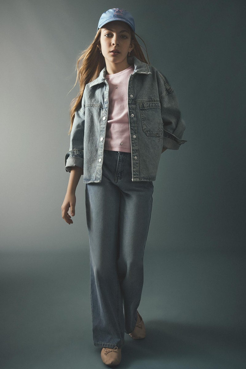DeFacto Blue Girl Girl Straight Wide Leg Jeans Casual - Image 2