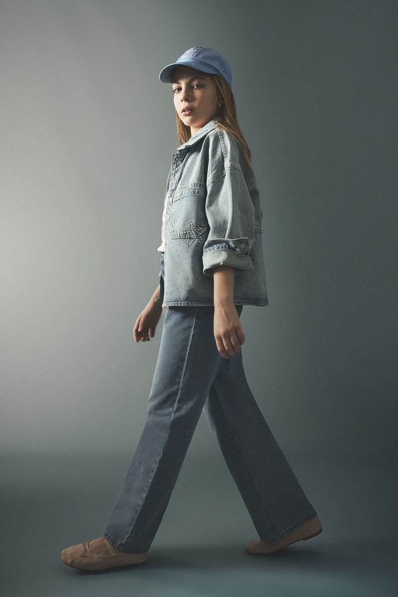 DeFacto Blue Girl Girl Straight Wide Leg Jeans Casual - Image 3