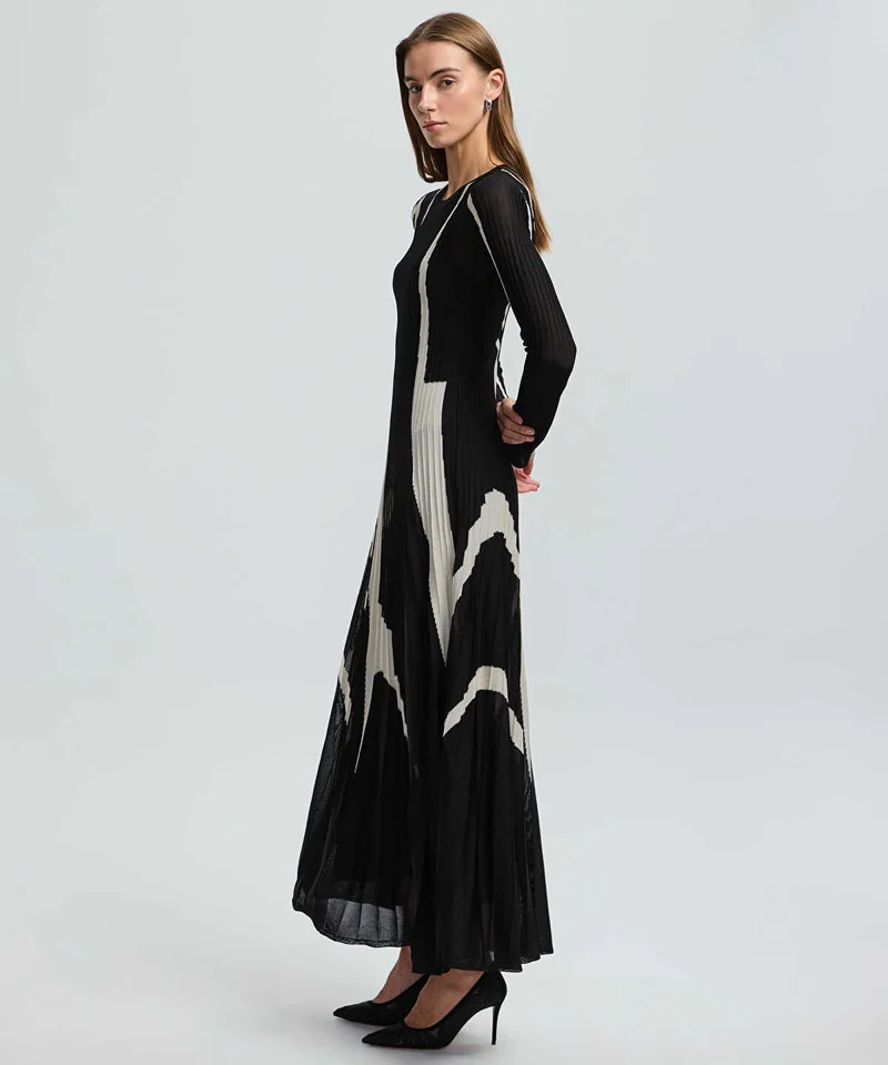 Ipekyol Color-Block Pleated Knit Dress