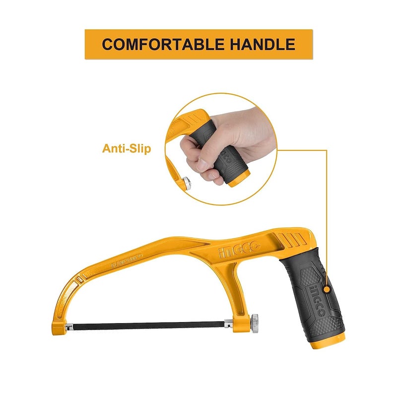 INGCO INGCO Mini Hacksaw 150mm 6 Hand Saw Comfortable Handle Aluminium Body With 1 pcs Blade for Metal Wood PVC Pipes - Image 5
