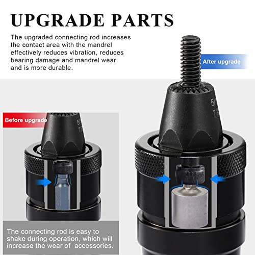 KIARUO Pneumatic Rivet Nut Gun with Self-locking Head Gun 1/4 & 5/16 & 3/8 Mandrels,Industrial Grade Adjustable Speed Pull Rivnut Gun Model:LM07 Button Switch - Image 3