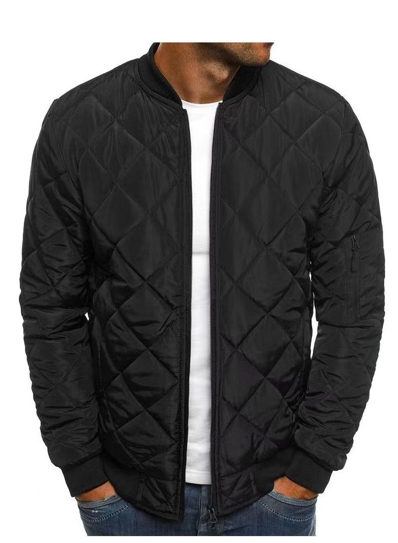 Loquat Men's Fashionable Jacket Ringed Warm Collar Cotton Jacket