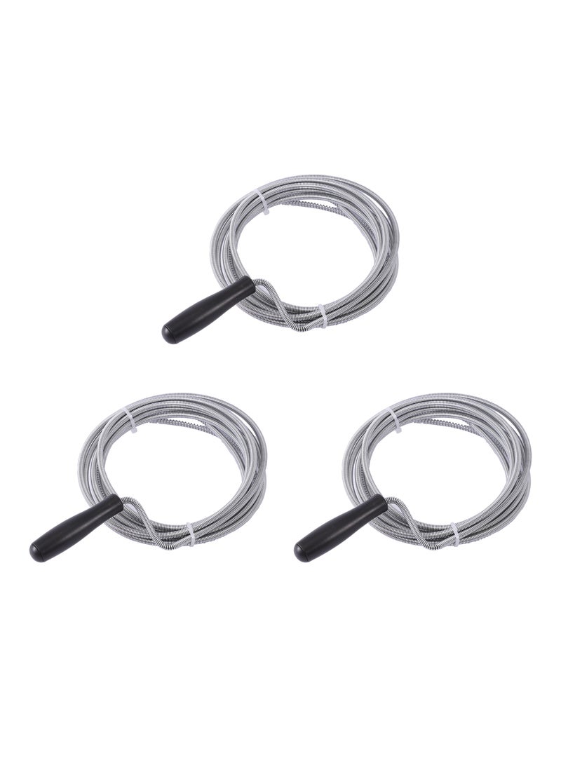 Drain Cleaner Set of 3 -3Meter- Flexible Drain Snake with Plastic Handle, Spring Wire Clog Remover for Kitchen Sinks, Bathroom Drains Bathtubs, Floor Drains, Shower Pipes, Wash Basins Plumbing - Image 1