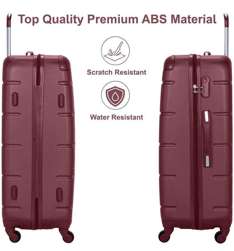 SENATOR Hard Case Travel Bags Trolley Luggage Set of 3 ABS Lightweight Suitcase with 4 Spinner Wheels A1012, Burgundy - Image 4