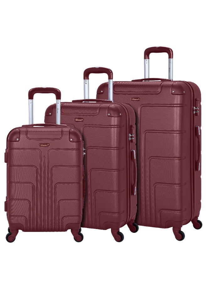SENATOR Hard Case Travel Bags Trolley Luggage Set of 3 ABS Lightweight Suitcase with 4 Spinner Wheels A1012, Burgundy - Image 1