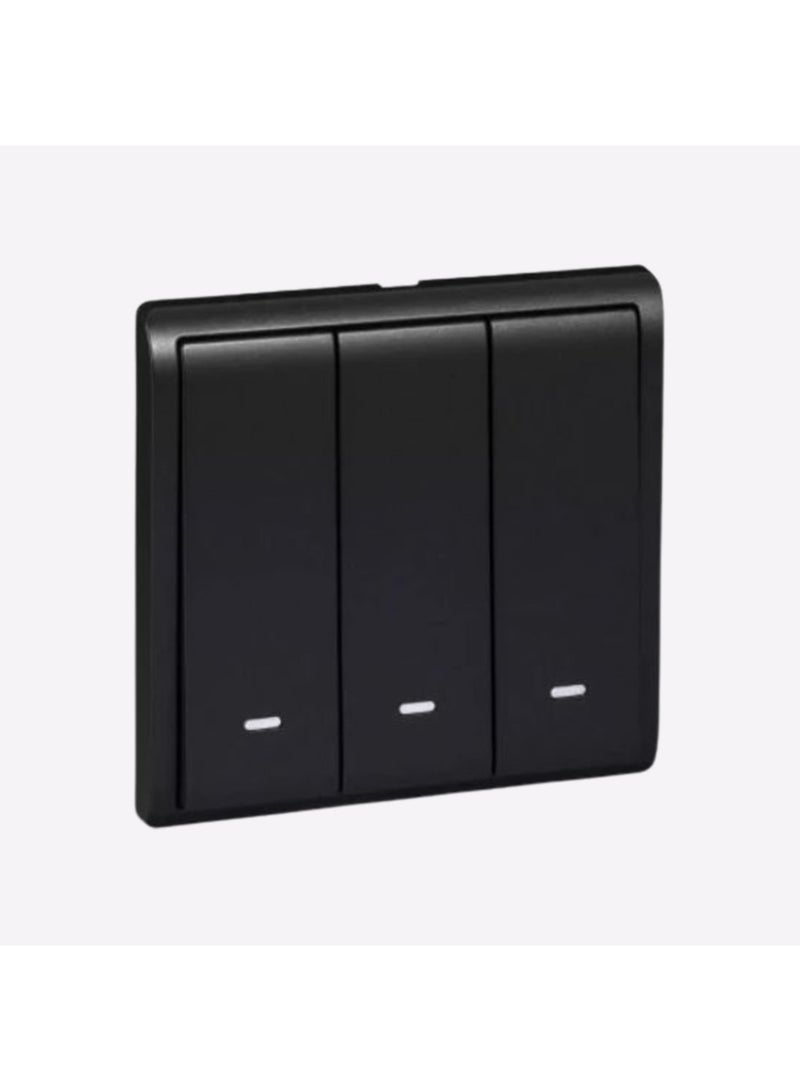 Schneider Electric Schneider Electric 20A-16AX 250V 3 Gang 2 way switch with fluorescent locator, Matt Black - E8233L2F20_MB_G1