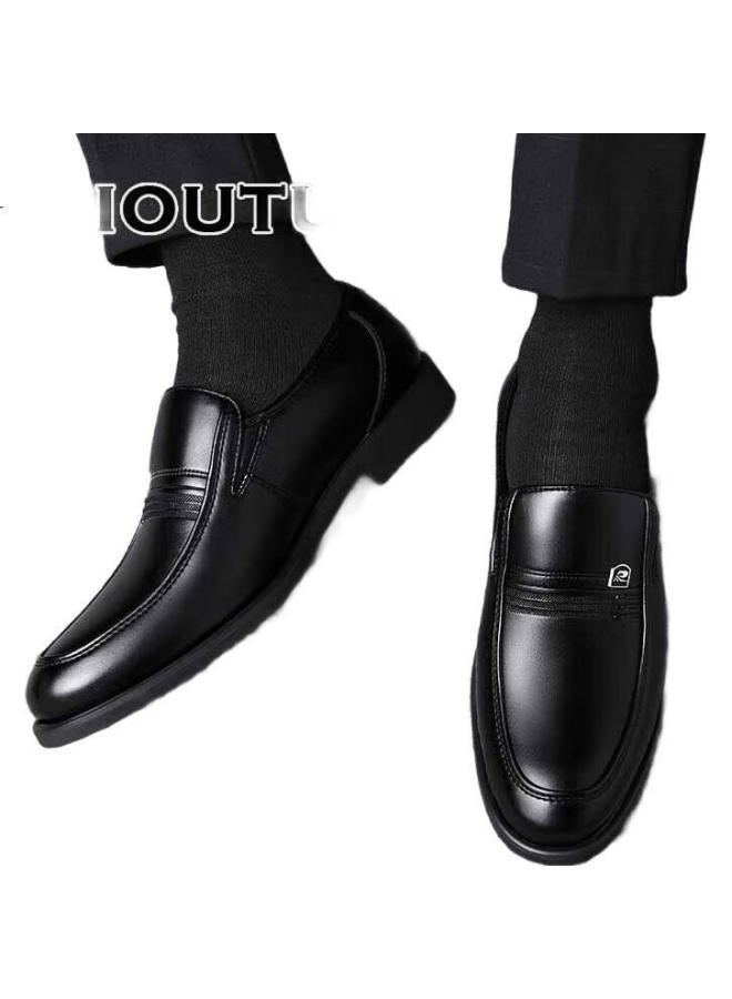 Beioutu Men'S Shoes, Business Casual Shoes, Round Toe Slip-On, British Style Soft Leather, Formal Dress Shoes, 1716 Black, Size 44 - Image 2