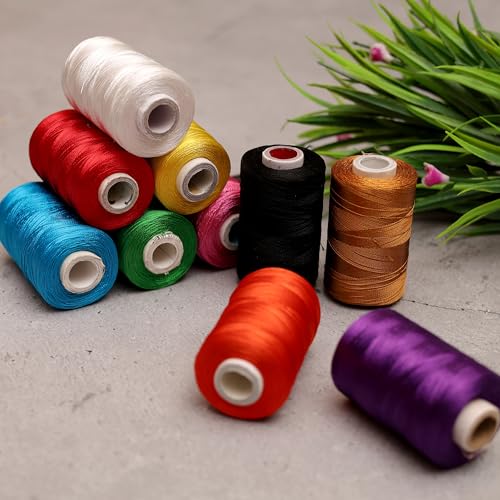 Embroiderymaterial Art Silk Threads for Embroidery Jewellery Craft Making Combo Pack (Pack of 10 Rolls), Multicolor - Image 5