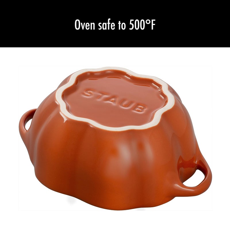 Staub 0.5-Qt Petite Ceramic  Oven & Stove Safe Up To 572F  Pumpkin Dish  Baking   Candy Dish  Burnt Orange - Image 3