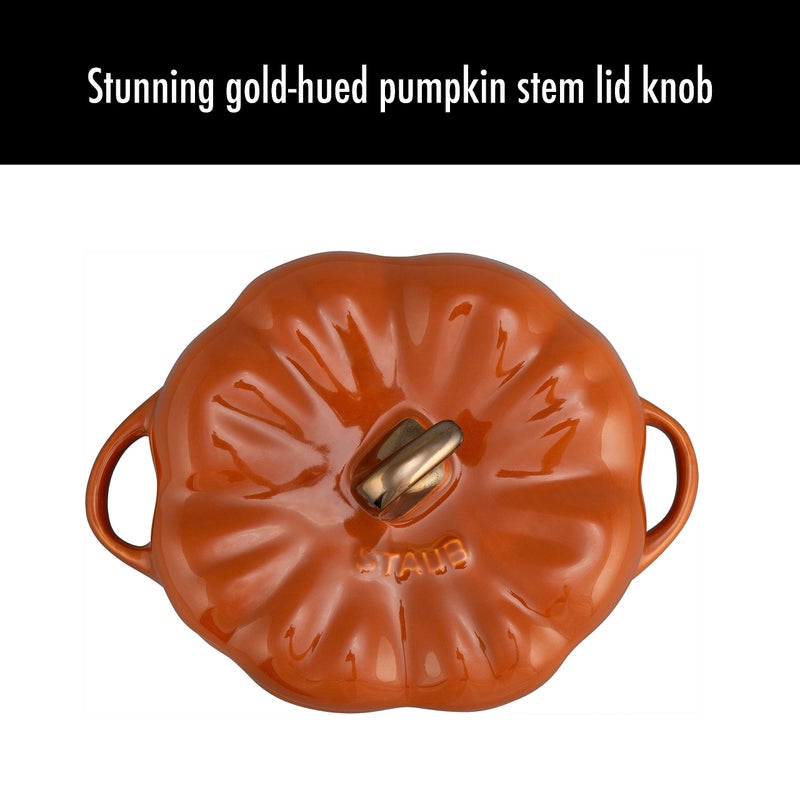 Staub 0.5-Qt Petite Ceramic  Oven & Stove Safe Up To 572F  Pumpkin Dish  Baking   Candy Dish  Burnt Orange - Image 4