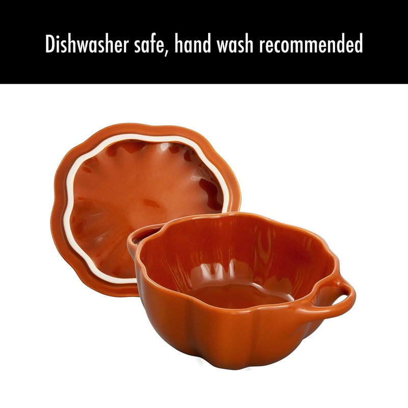 Staub 0.5-Qt Petite Ceramic  Oven & Stove Safe Up To 572F  Pumpkin Dish  Baking   Candy Dish  Burnt Orange - Image 5