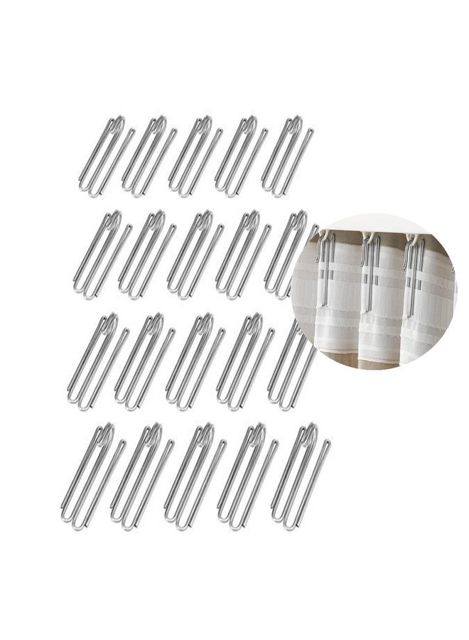 Dodxiaobeul Silver 2 inch Curtain Pleater Hooks - Easy to Hang, Suitable for Curtains with Heading Tape or Pleated Drapes - 20 pcs Enough for 2 Panels - Image 1