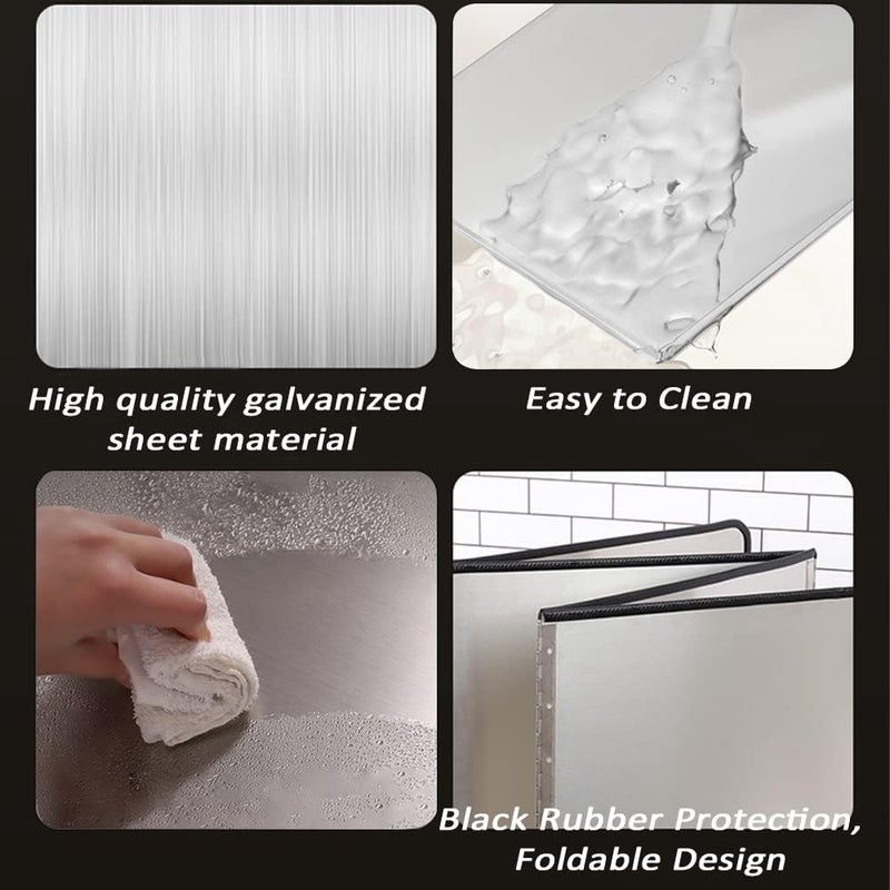 Tinsky 2PCS Grease Oil Splatter Guard for Stove Top 2 Sided Stainless Steel Backsplash Behind Stove Foldable Splash Shield Panel for Kitchen Wall Screen Baking Protector (12×16 inch) - Image 3